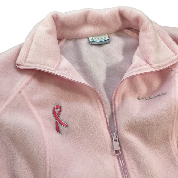Columbia Limited Edition Susan Kommen Pink Ribbon Soft Zip Fleece Jacket, Small - Picture 2 of 10